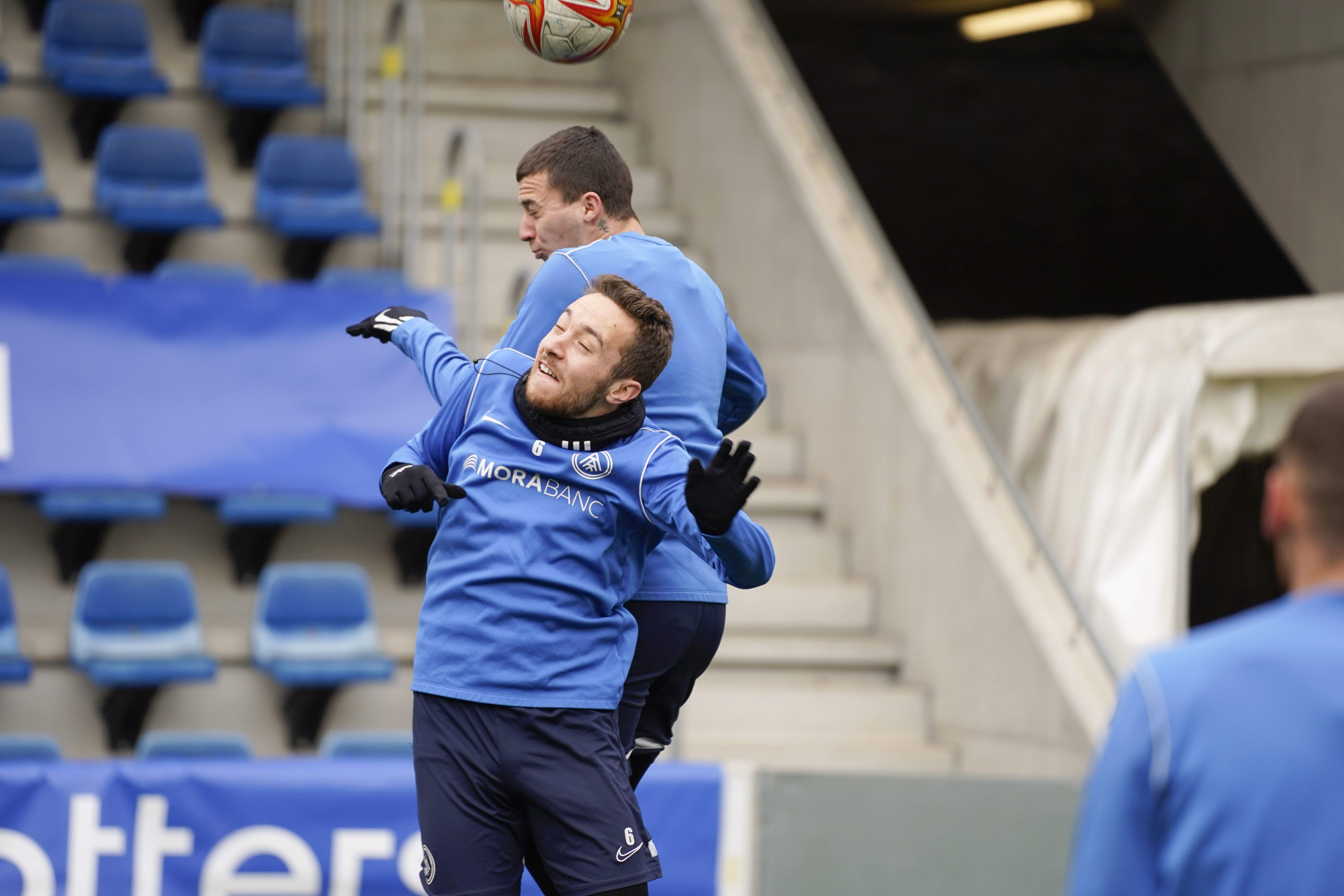 Un instant de l'entrenament d'aquest divendres.