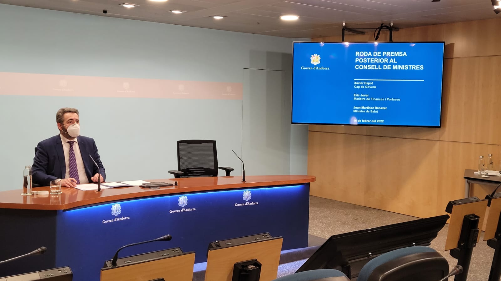 El ministre portaveu, Eric Jover durant la roda de premsa d'aquest dimecres.