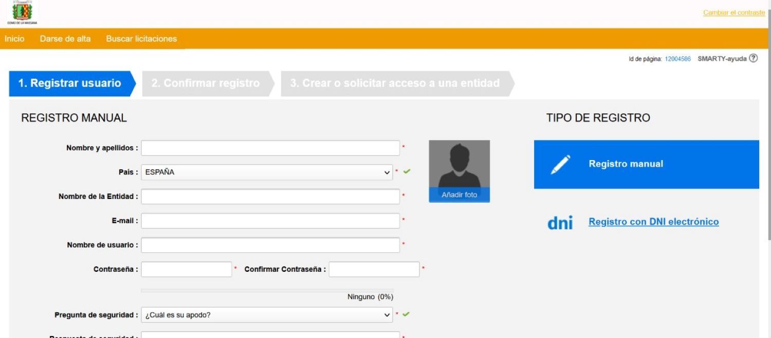 Un dels menús de la web, en castellà.