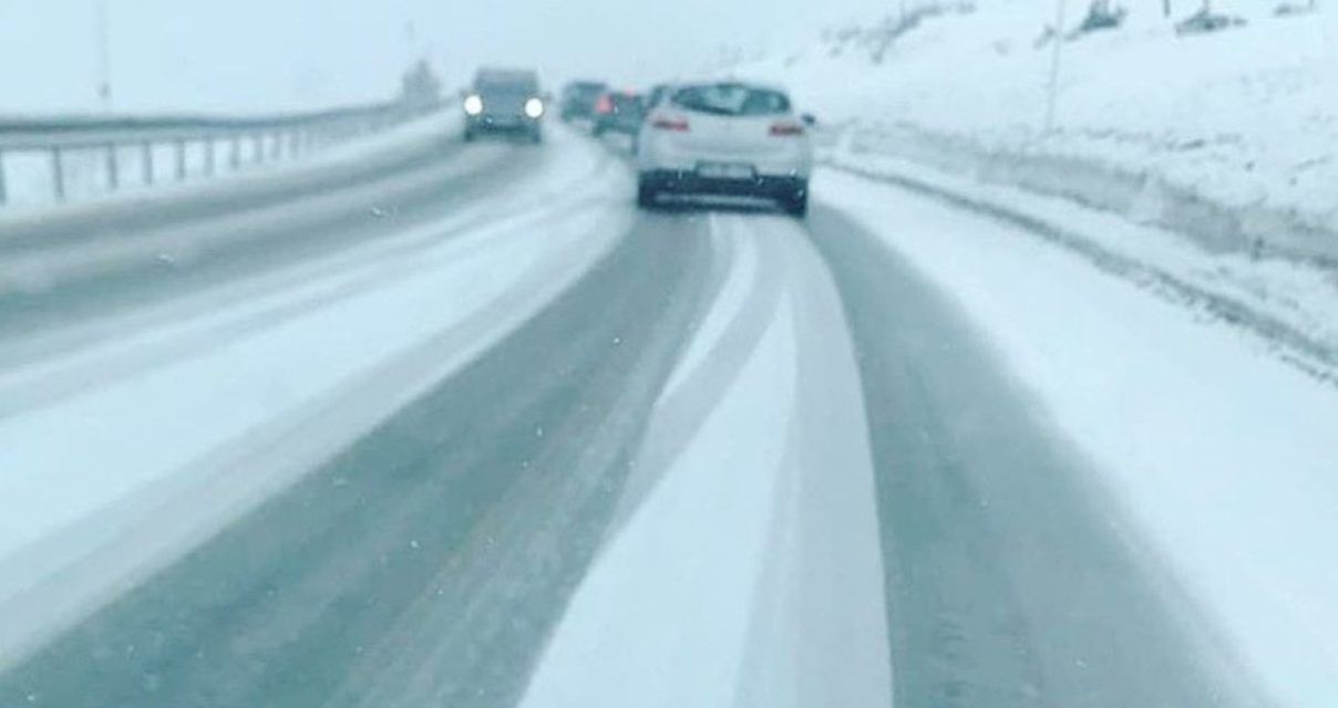 La carretera d'accés al Pas de la Casa aquest dissabte al matí.