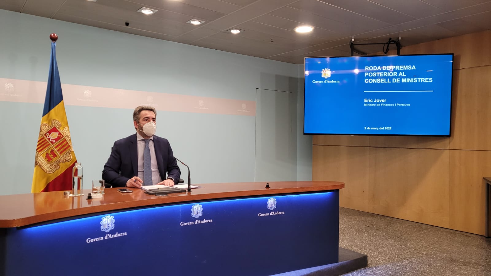 El ministre Portaveu, Eric Jover, durant la compareixença d'aquest dimecres.