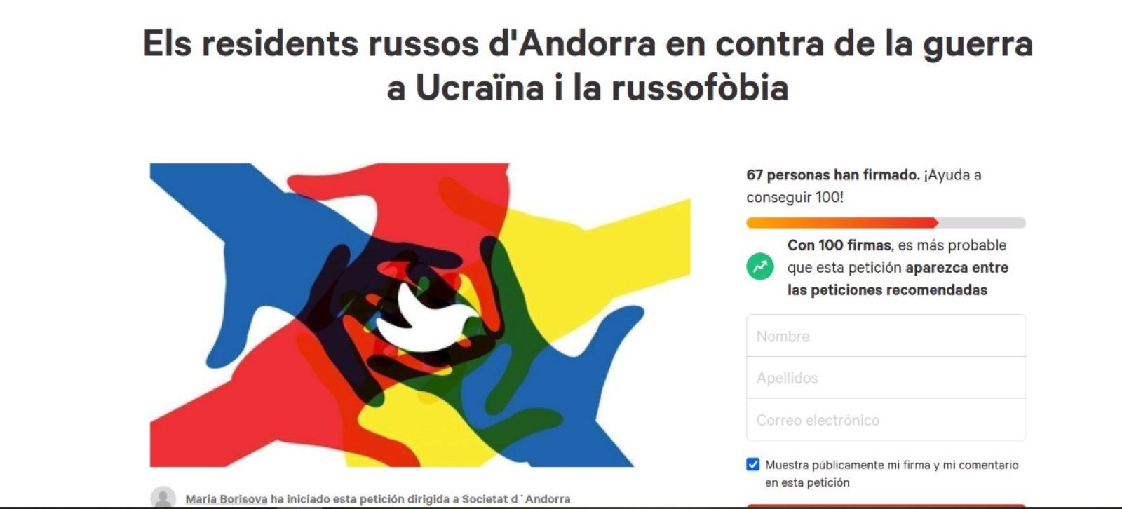 La petició a Change.org.