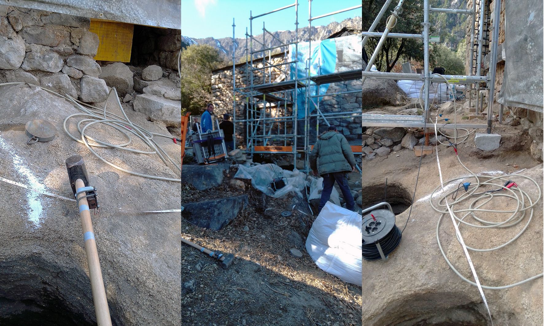Diferents imatges dels treballs de reconeixement del subsòl. Diferents imatges dels treballs de reconeixement del subsòl.