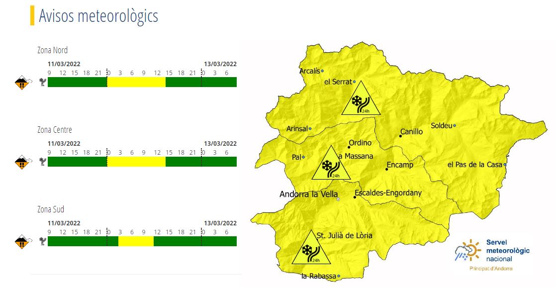 L'avís groc està activat de cara al dissabte al matí.