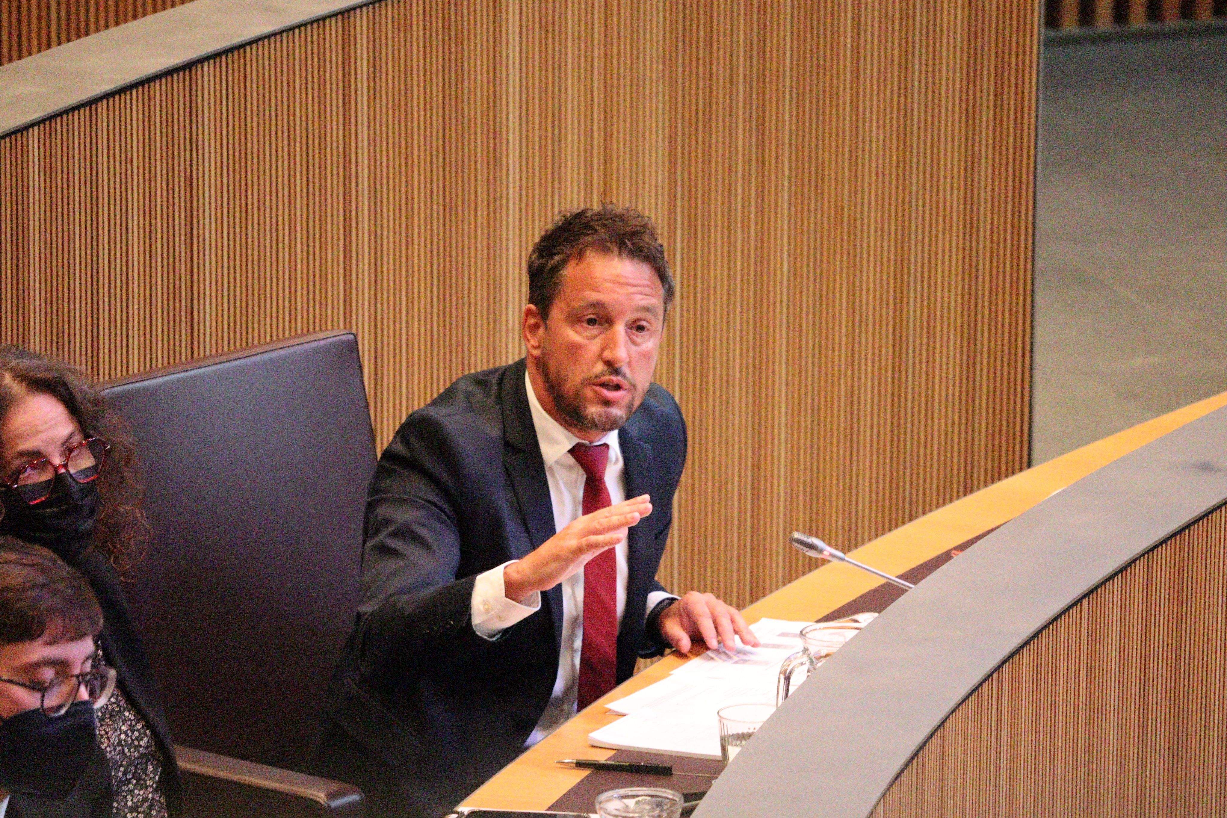 El president socialdemòcrata, Pere López, durant la sessió d'aquest dijous.