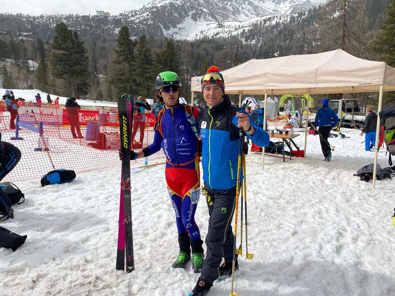 Olm i Prat a Itàlia on estan competint una prova de la Copa del Món.