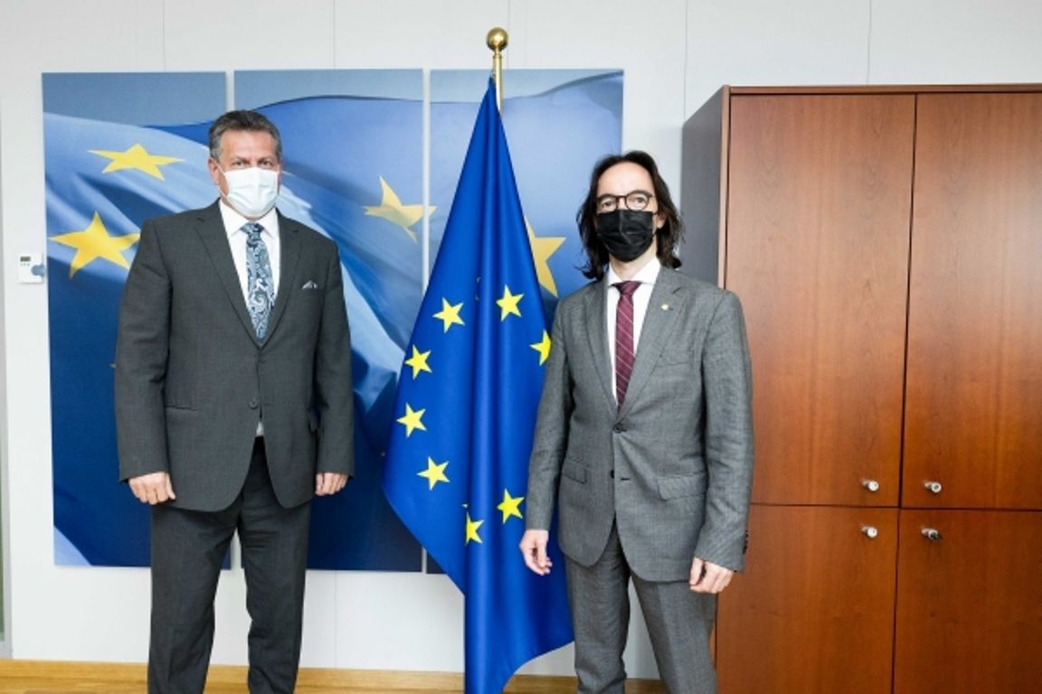 El vicepresident de la Comissió Europea, Maroš Šefčovič i el secretari d'Estat d'Afers Europeus, Landry Riba.