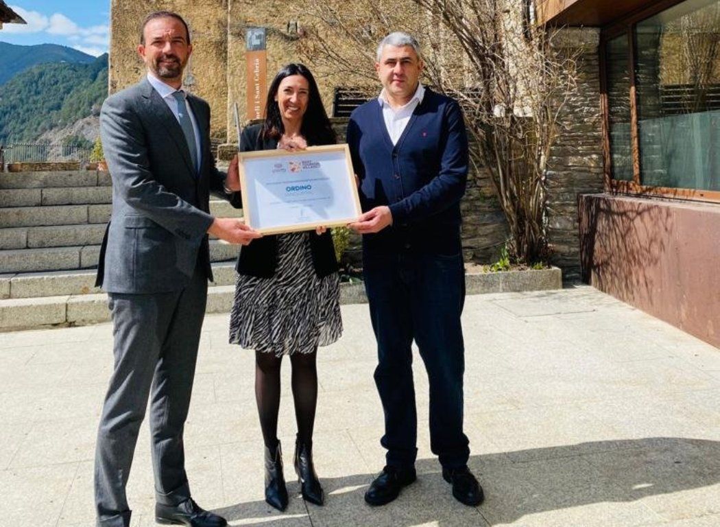 El ministre Jordi Torres, la cònsol menor Eva Choy i el secretari general de l'OMT Zurab Pololikashvili, aquest dimarts a Ordino.