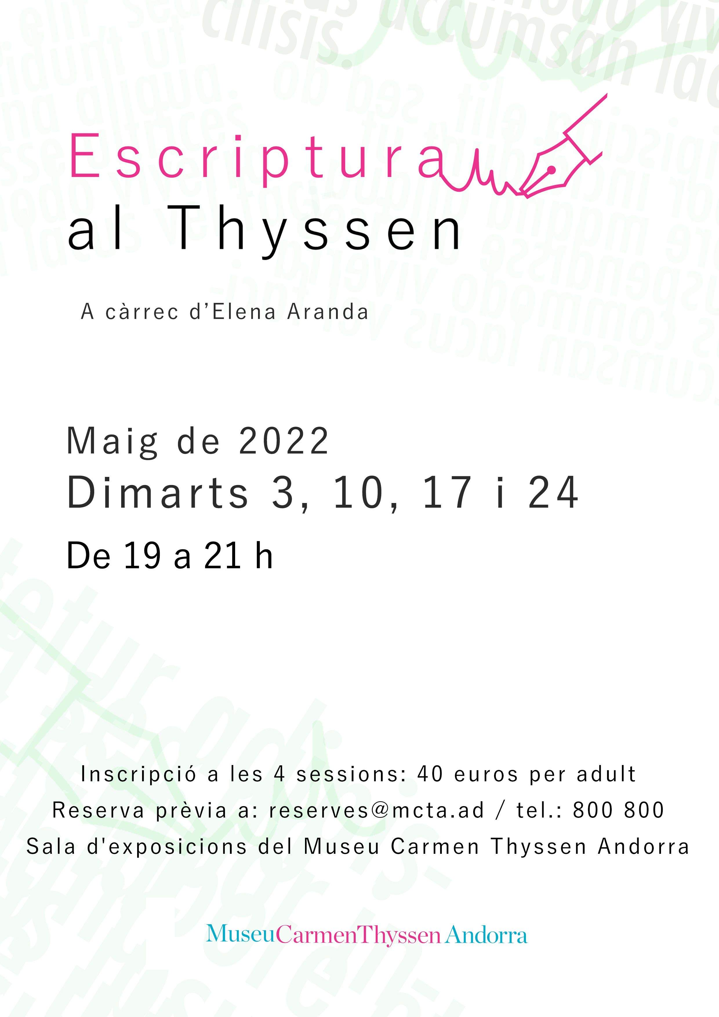 Cartell del taller d'escriptura al Thyssen