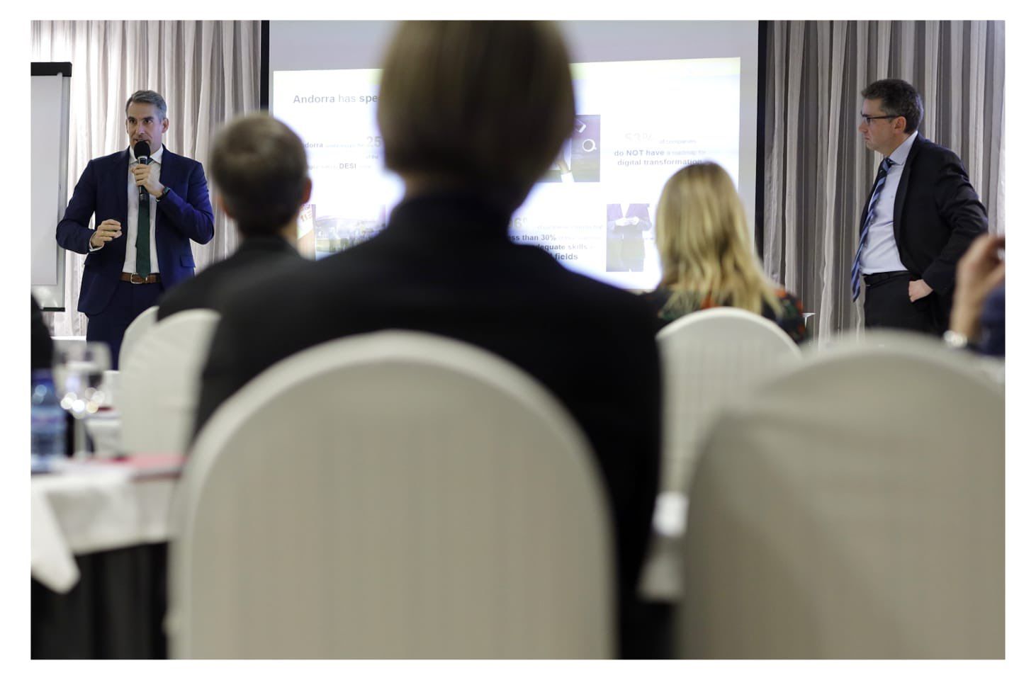 Una imatge de la taula rodona 'Andorra i la UE, els mateixos reptes i oportunitats' d'aquest divendres.