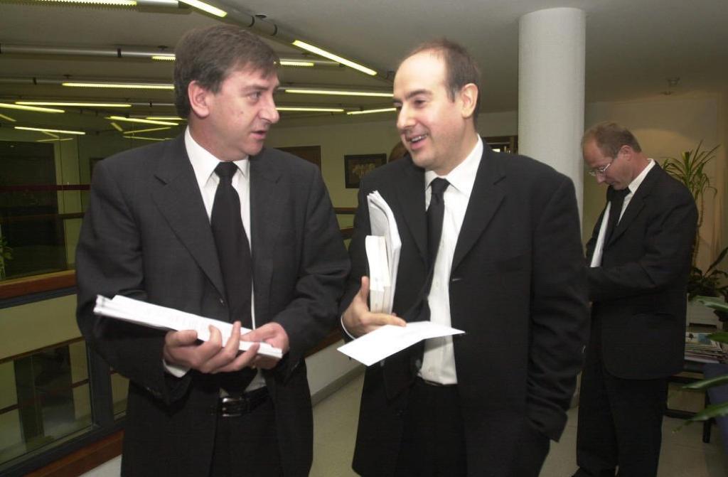 Romà Mas, amb qui va ser el seu rival electoral i actual cònsol menor escaldenc, Joaquim Dolsa.