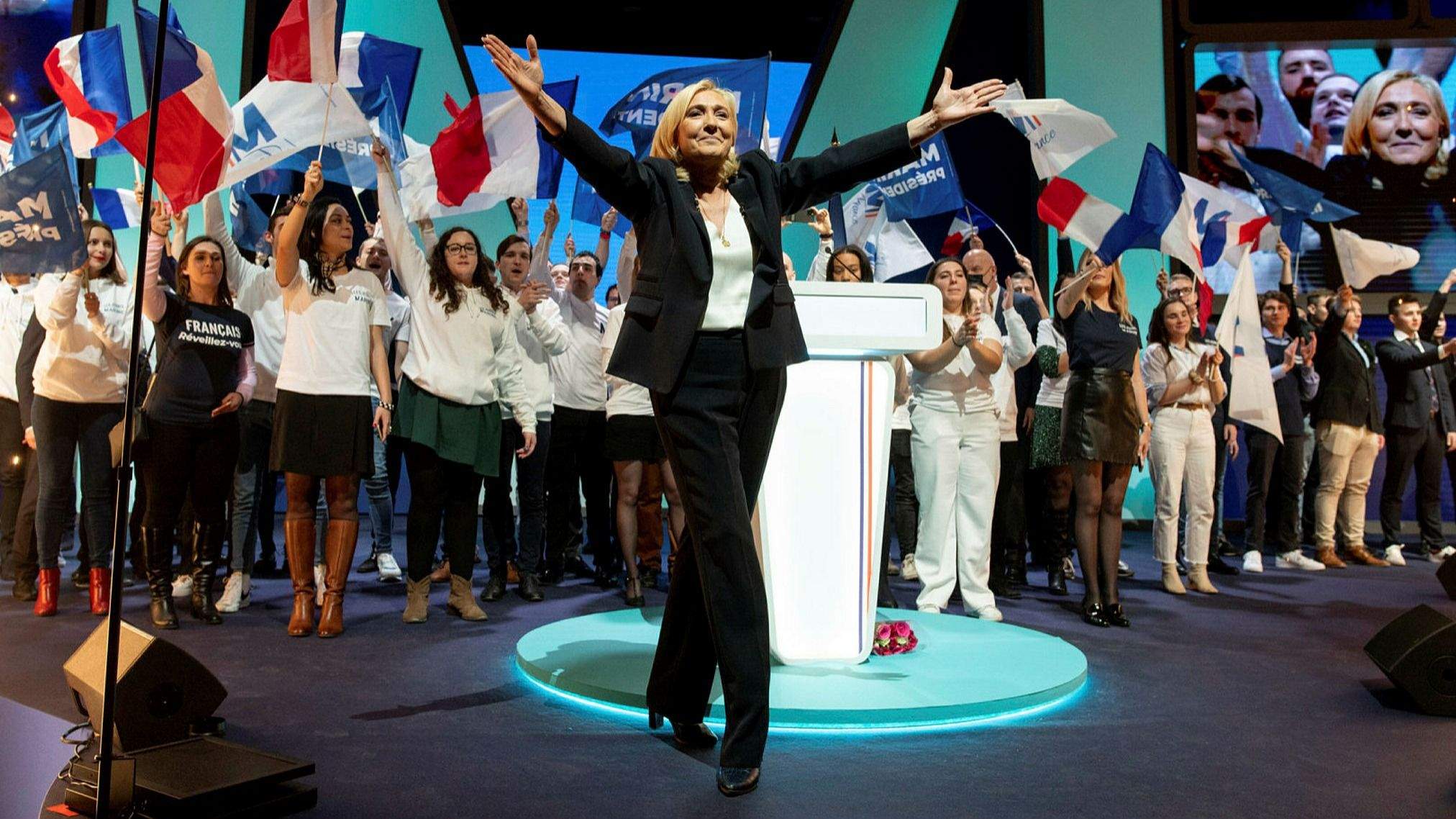 Marine Le Pen,  en un míting electoral.