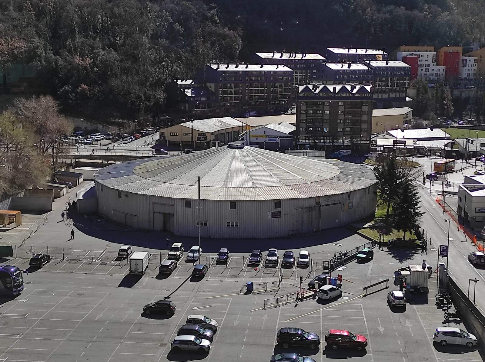 Vista aèria de l'antiga seu del COEX i, més antigament, la plaça de braus.