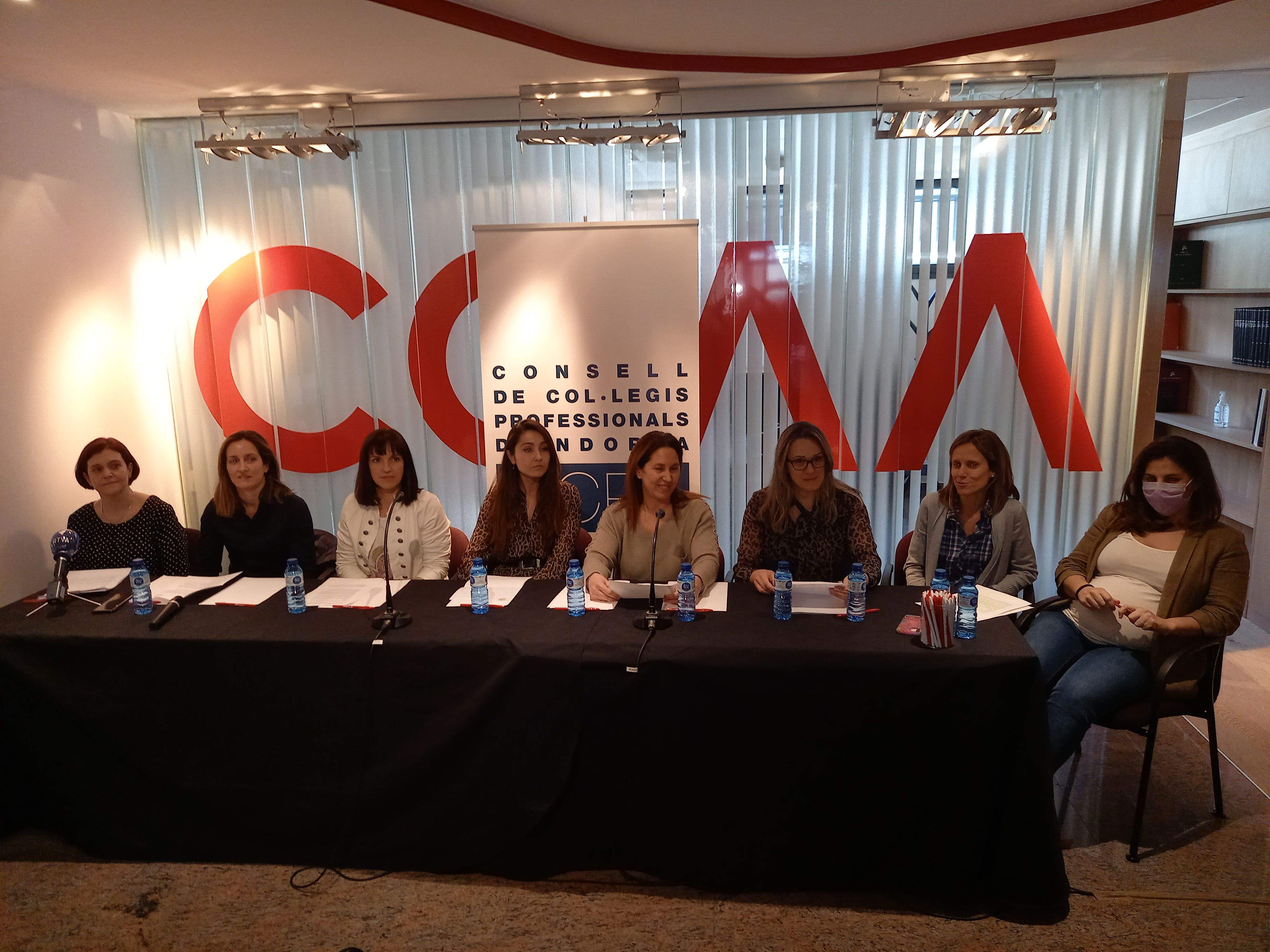 Un instant de la compareixença ara fa unes setmanes de les responsables dels col·legis sanitaris.