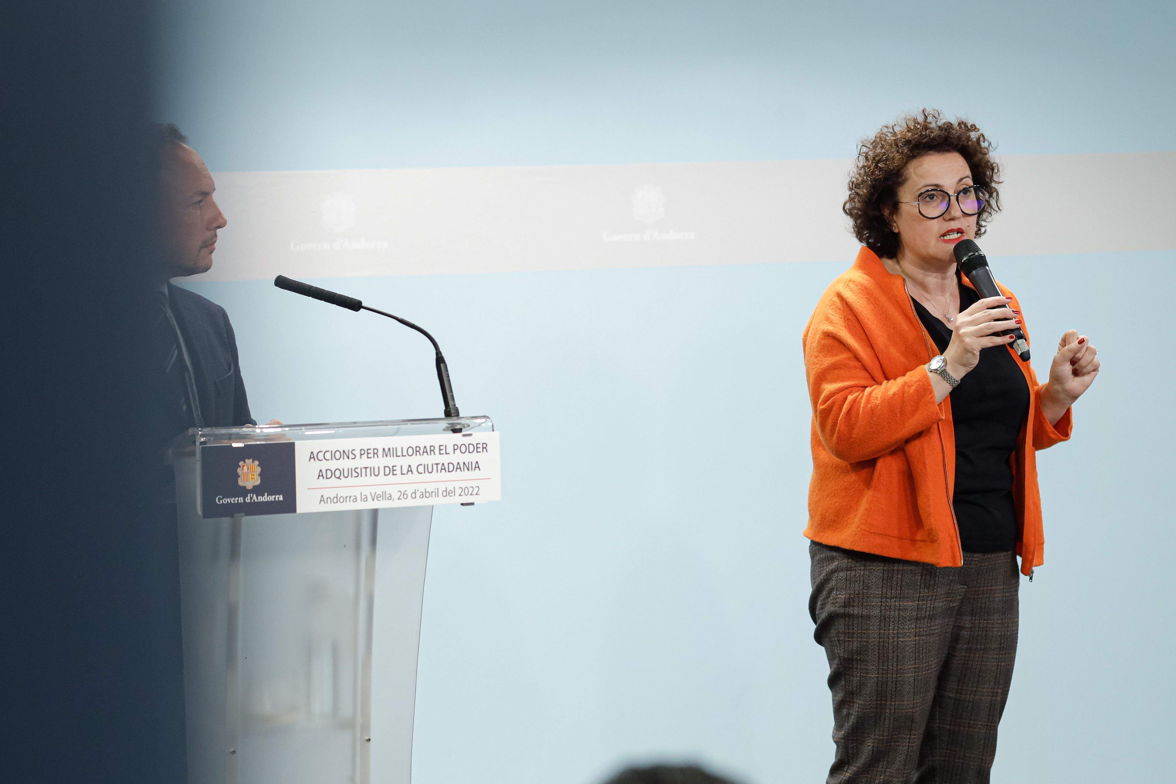 La ministra Judith Pallarés, explicant les mesures en matèria d'habiatge el passat dimarts.