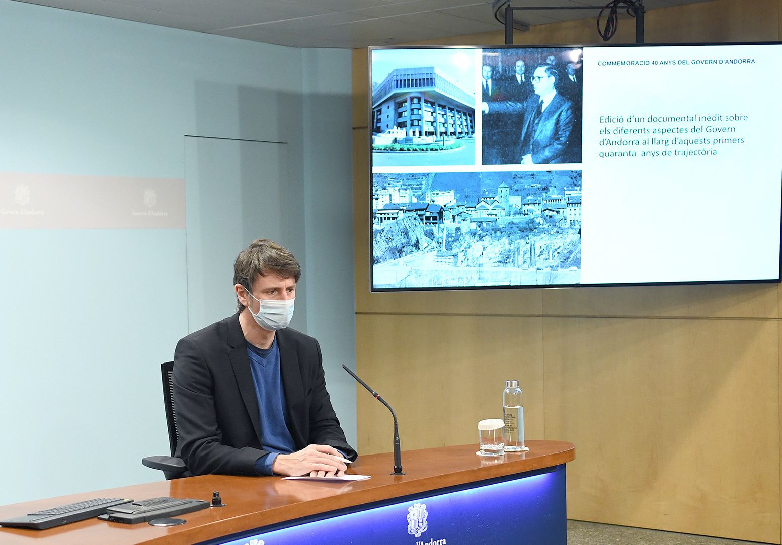 El director general d'RTVA, Xavier Mujal, en la presentació d'un dels projectes que ha fet enutjar el PS.